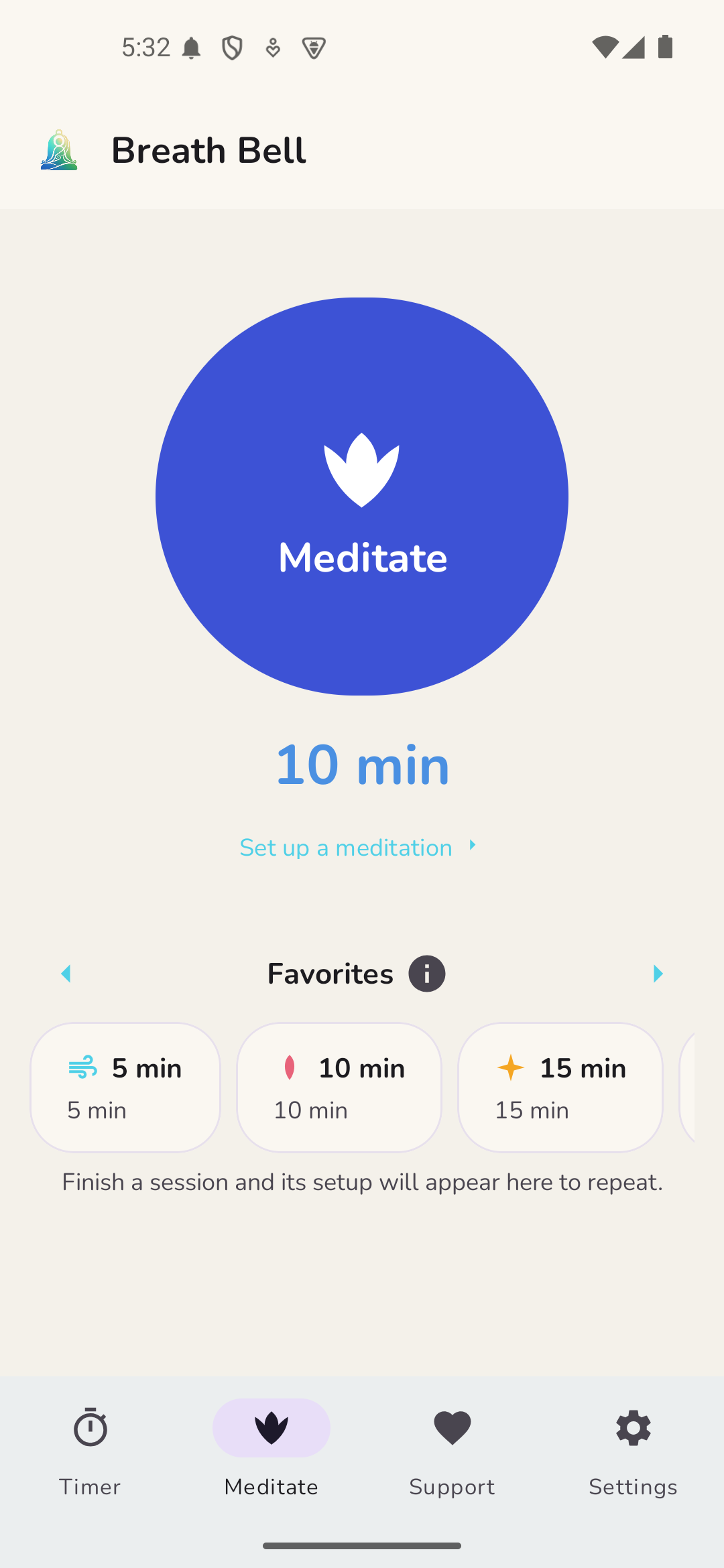 Breath Bell meditation session screen